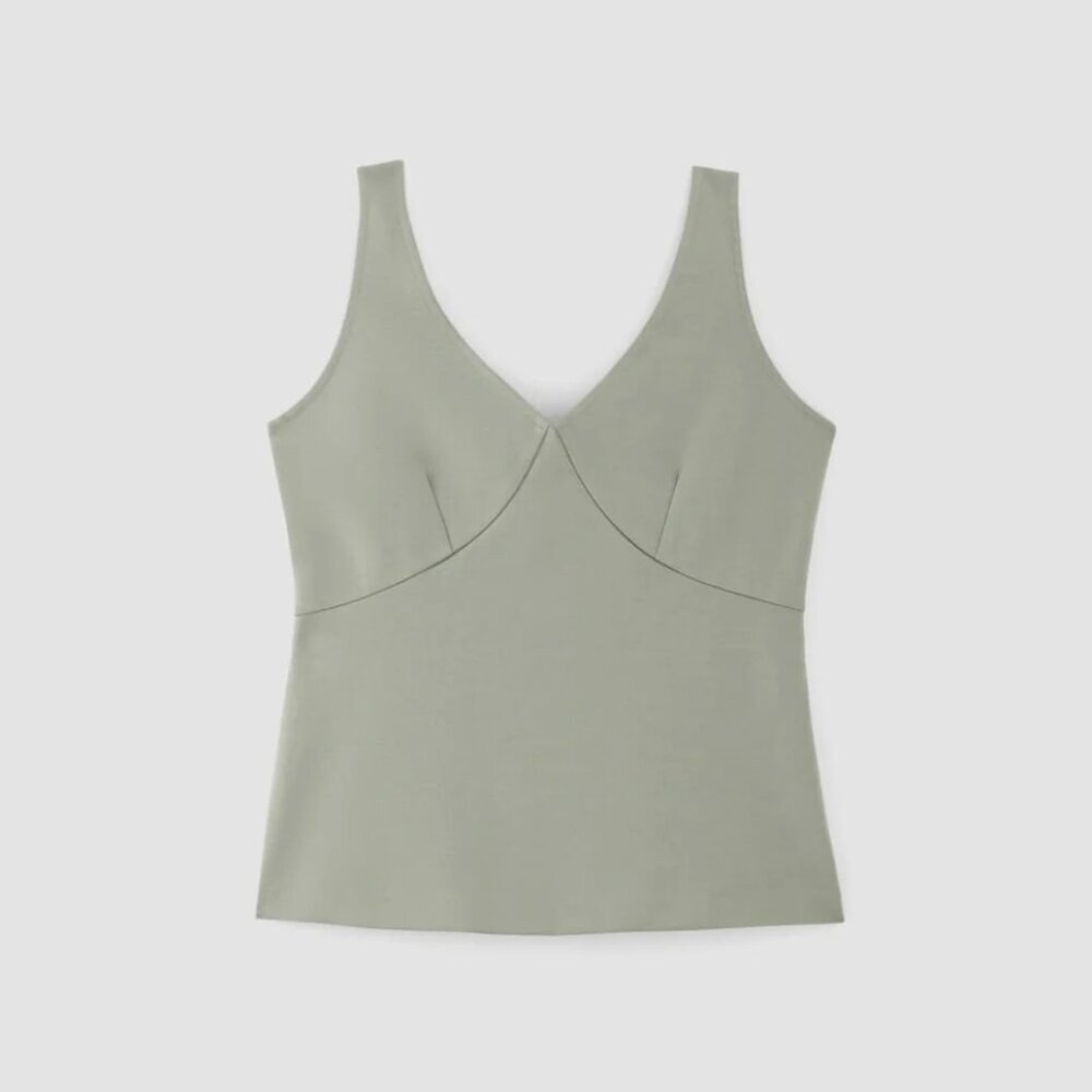 Everlane The Dream V Neck Top Chic Classic Career Office Work in Sage Green S